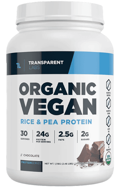 100% Organic Vegan Rice & Pea Plant Protein Powder by Transparent Labs