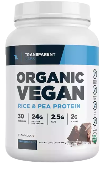 100% Organic Vegan Rice & Pea Plant Protein Powder by Transparent Labs