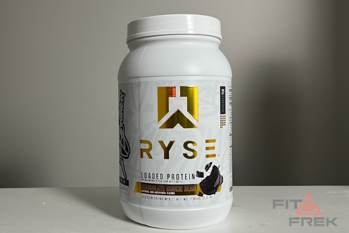 Ryse Loaded Protein supplement bottle for athletes