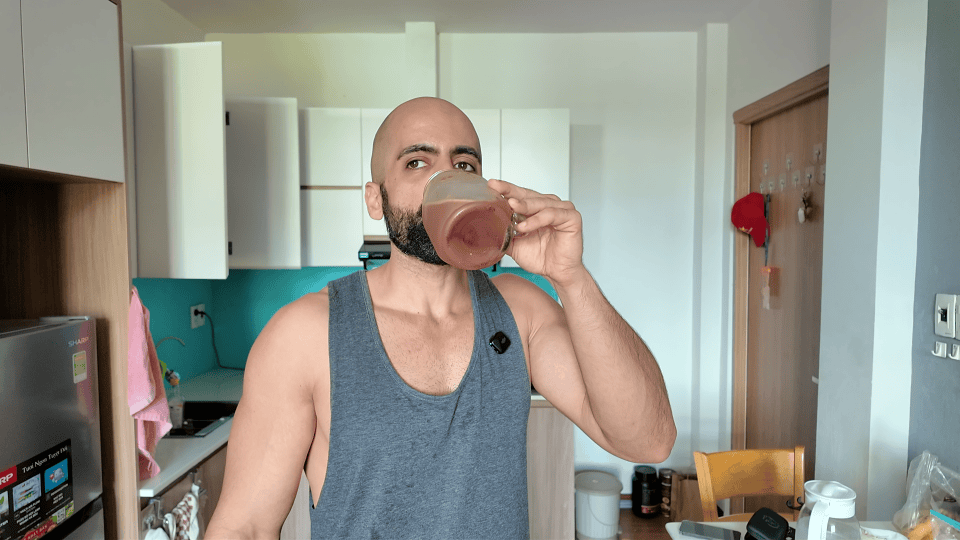 drinking mocha protein coffee transparent labs mixed with water