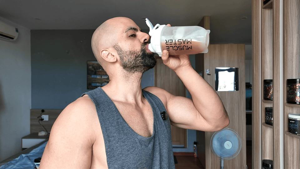 drinking sweet cream cold brew protein coffee transparent labs